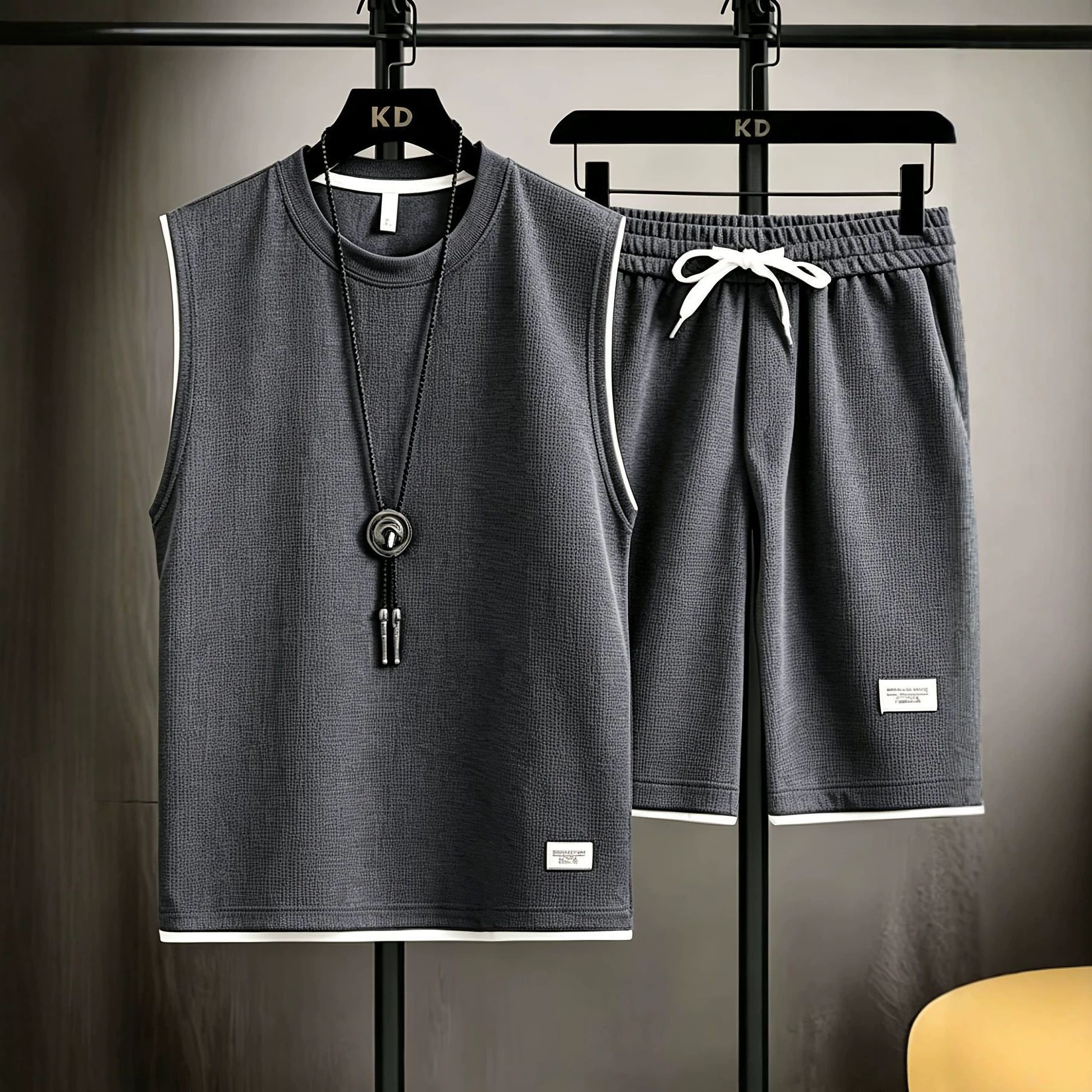 Mens Fashion Casual - 여름 남성 조끼 세트 고품질 헬스