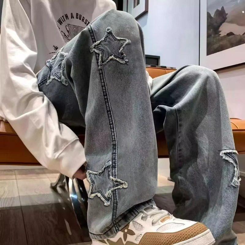 Men'S Fashion Nova Jeans - 새로운 남성 스타 수 놓은 패션
