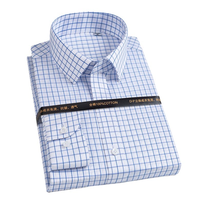 Dress Shirt Non-Iron - 남성용 순면 세로 스트라이프 드레스 셔츠