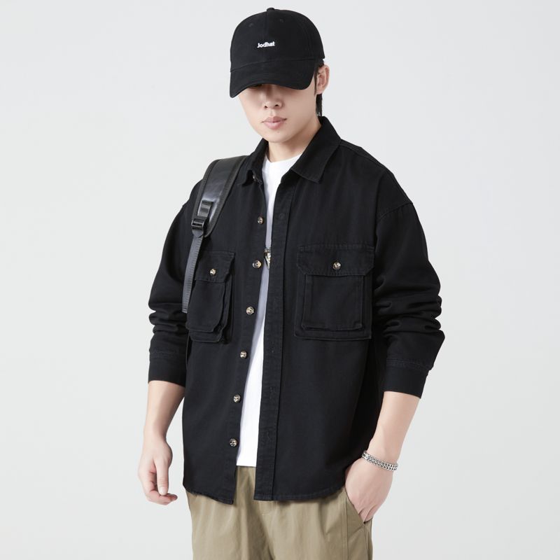 Jacket Mens Fashion - 순수 코튼 툴링 셔츠 남성 봄