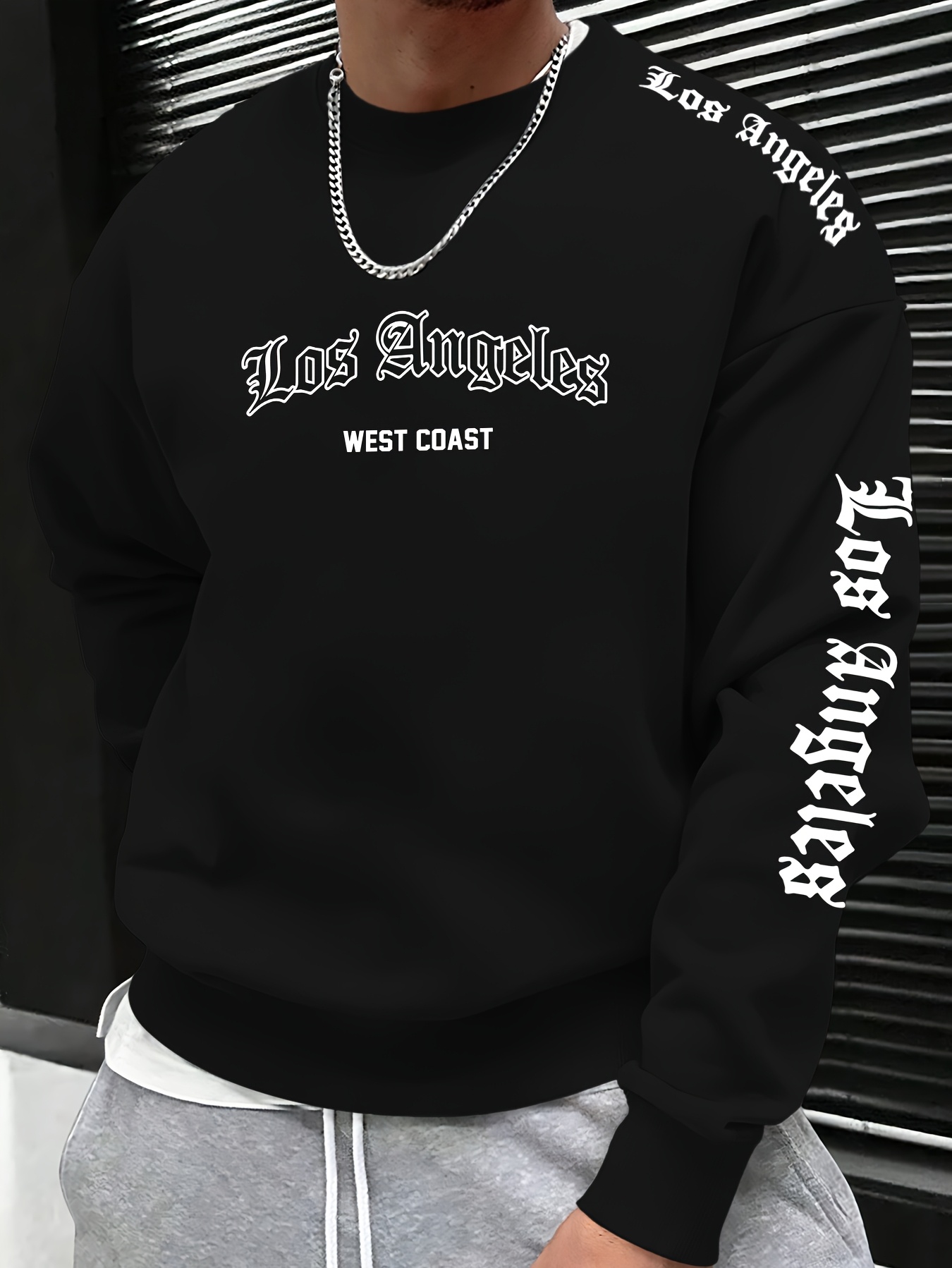 Mens Fashion Streetwear - 2026 가을/겨울 남성 레터 프린트 라운드넥