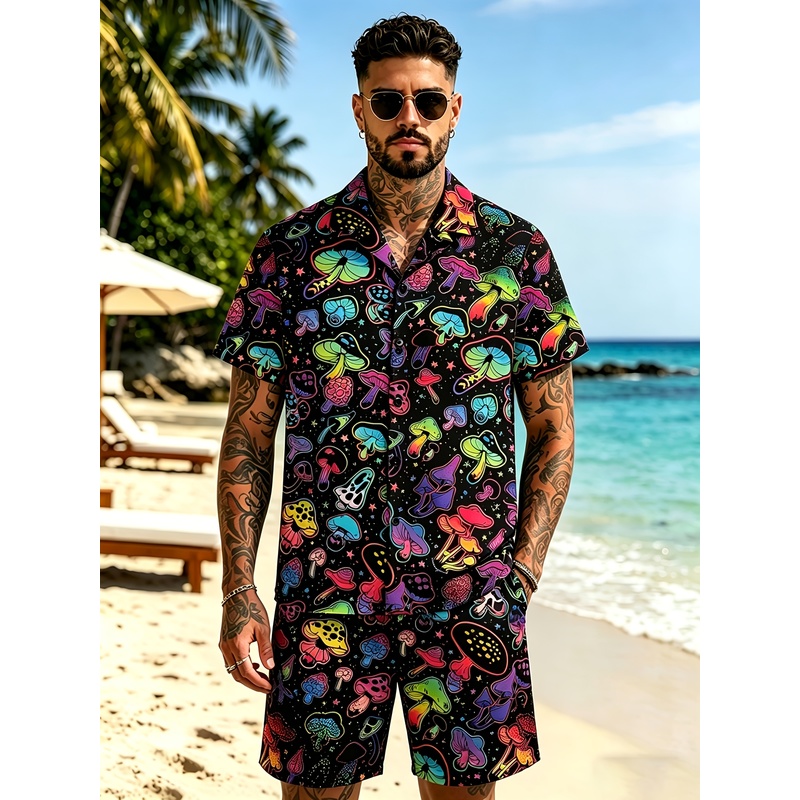 Mens Fashion Streetwear - 남성 패션 3D 버섯 프린트 수트