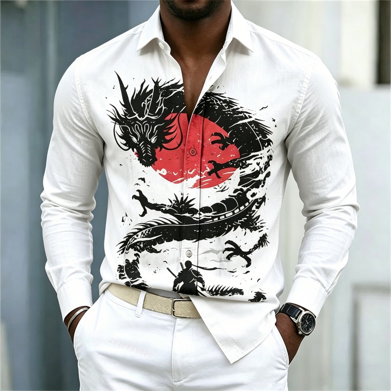 Mens Fashion Streetwear - 2026 신상 남성 셔츠 화이트 블랙