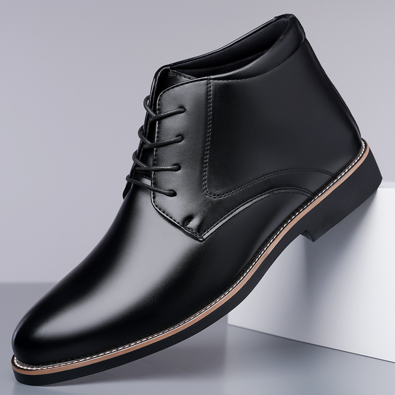 Mens Fashion Dress Shoes - 남성 하이탑 가죽 부츠, 플러스 사이즈