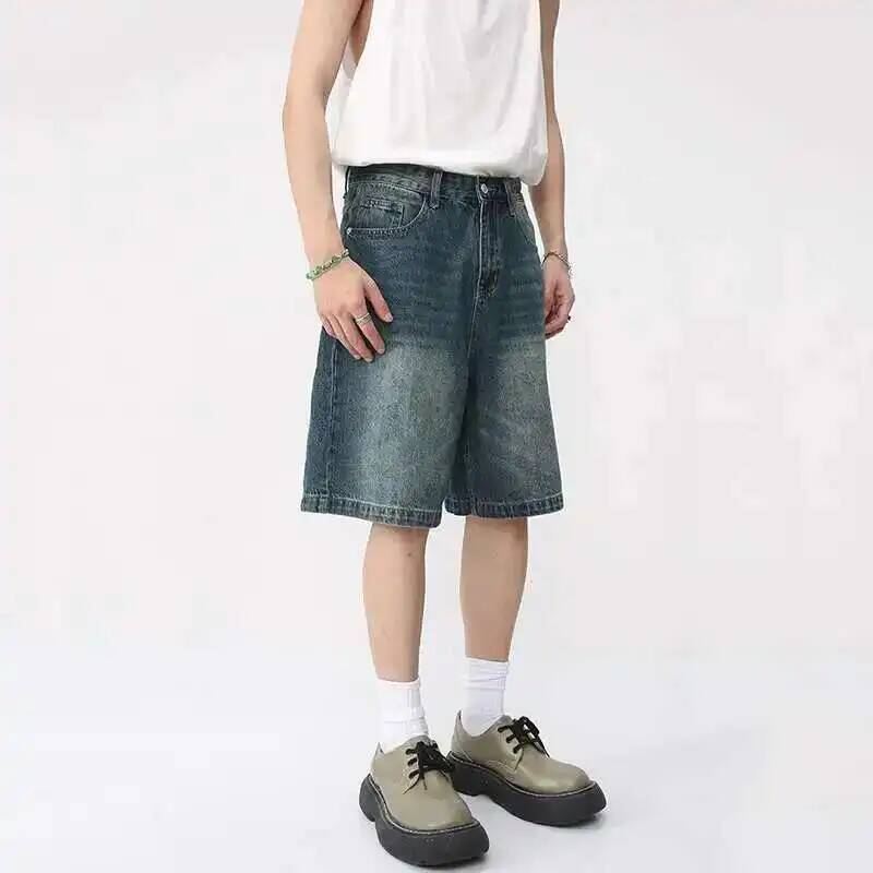 Men Fashion Korean Style - 여름 데님 반바지 남성용 루즈핏 한국