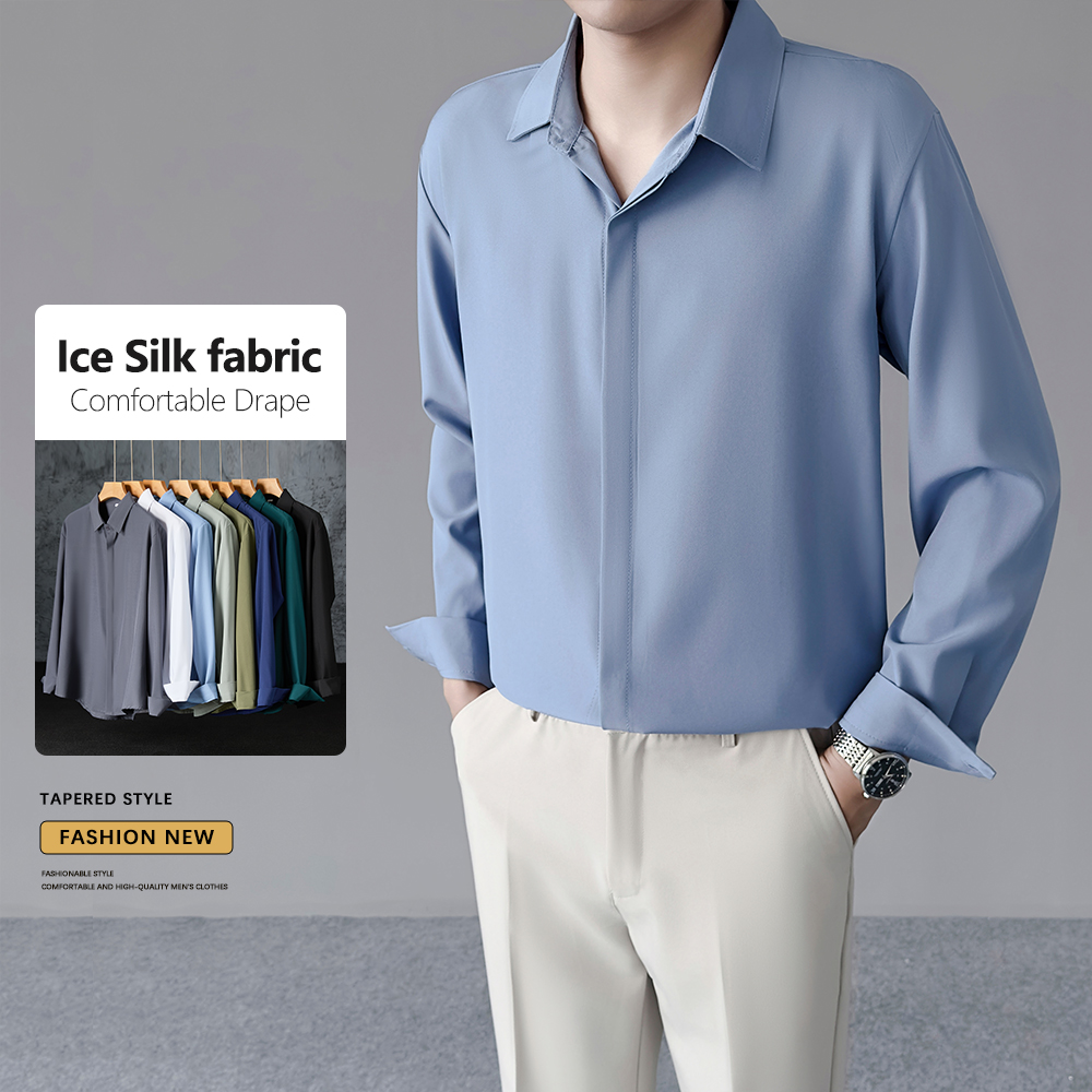 Dress Shirt Non-Iron - 봄 여름 얇은 남성용 시원한 아이스