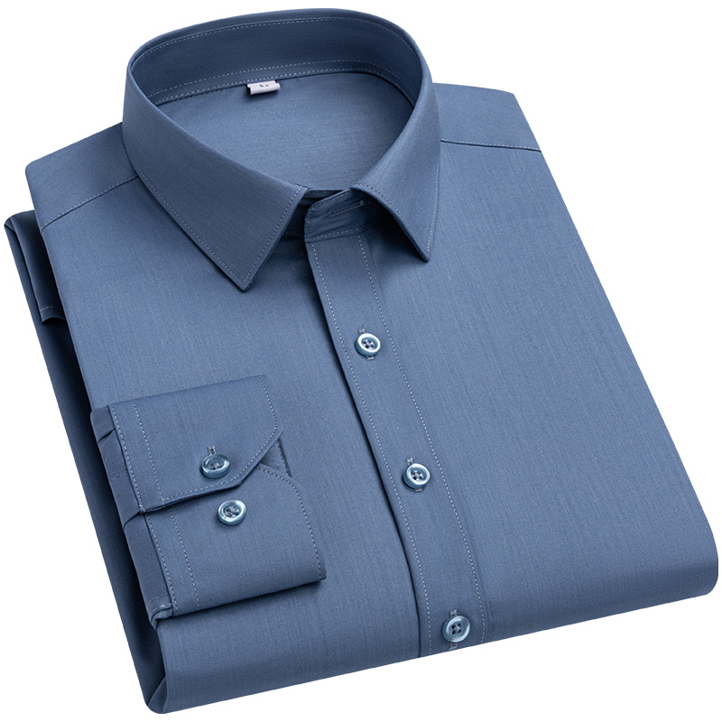 Dress Shirt Non-Iron - 대나무 섬유 탄성 남성용 긴팔 셔츠,