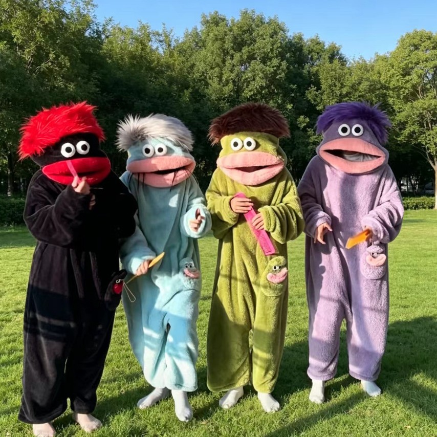 Mens Fashion Jumpsuit - 귀엽고 재미있는 빅 마우스 몬스터 올인원