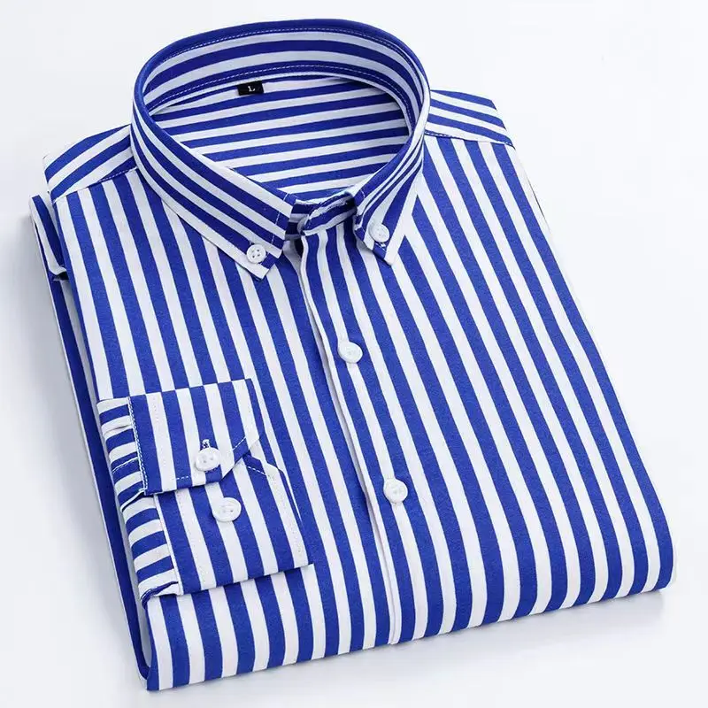 Dress Shirt Non-Iron - 남성용 스트라이프 셔츠 긴 소매 셔츠
