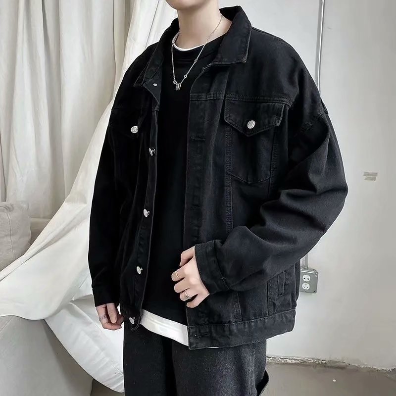 Bomber Jacket Men - 블랙 데님 짧은 재킷 남성용 청바지