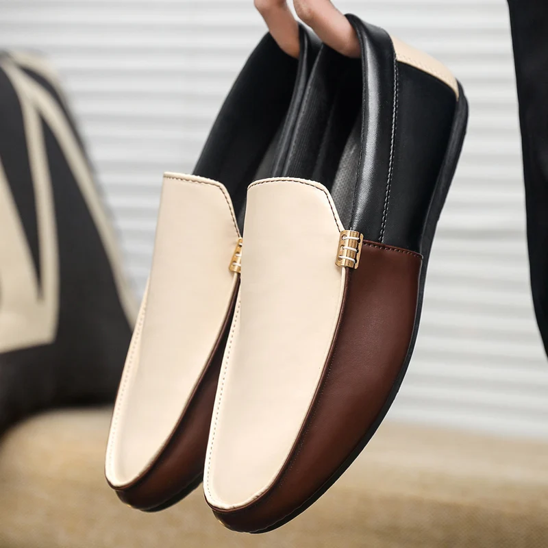 Suede Loafers Men - 남성용 패션 가죽 로퍼 플랫 슈즈