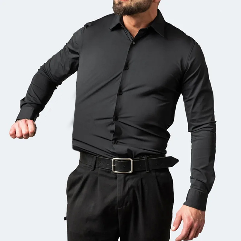 Dress Shirt Non-Iron - 약간의 탄력성 남성용 긴팔 비즈니스 캐주얼