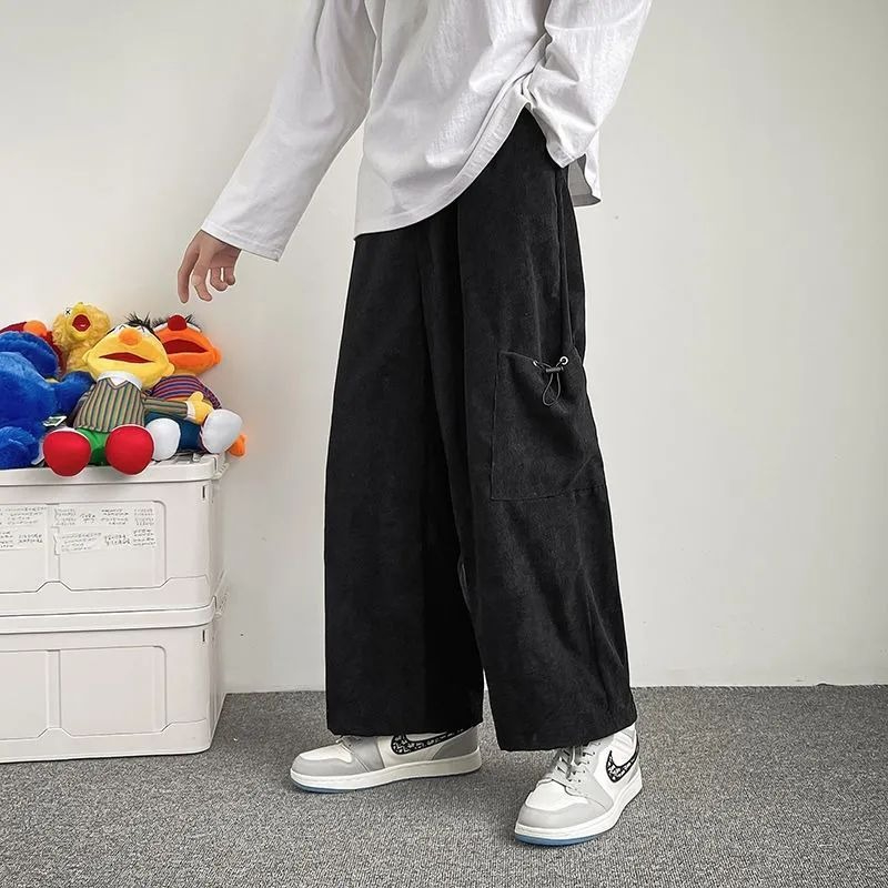 남성용 와이드 레그 카고 팬츠 일본식 루즈 스트레이트  - Men Fashion Korean Style 리뷰 및 가격