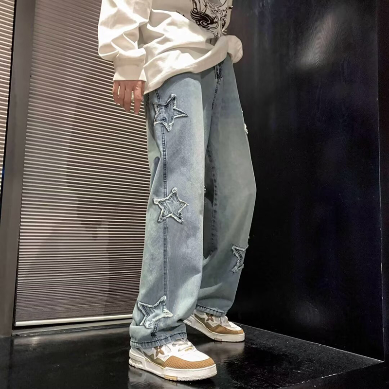 새로운 남성 스타 수 놓은 패션 헐렁한 청바지 Y2K  - Men'S Fashion Nova Jeans 리뷰 및 가격