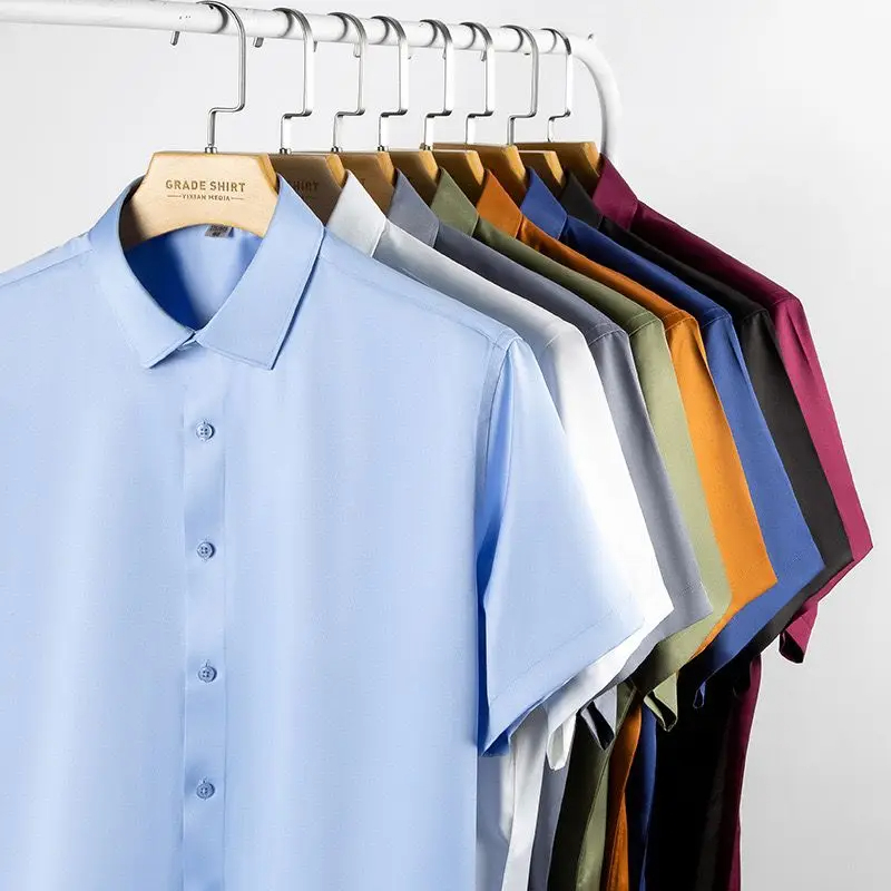 5XL 남성 드레스 셔츠 반팔 기본 패션 솔리드 아이스 - Dress Shirt Non-Iron 리뷰 및 가격