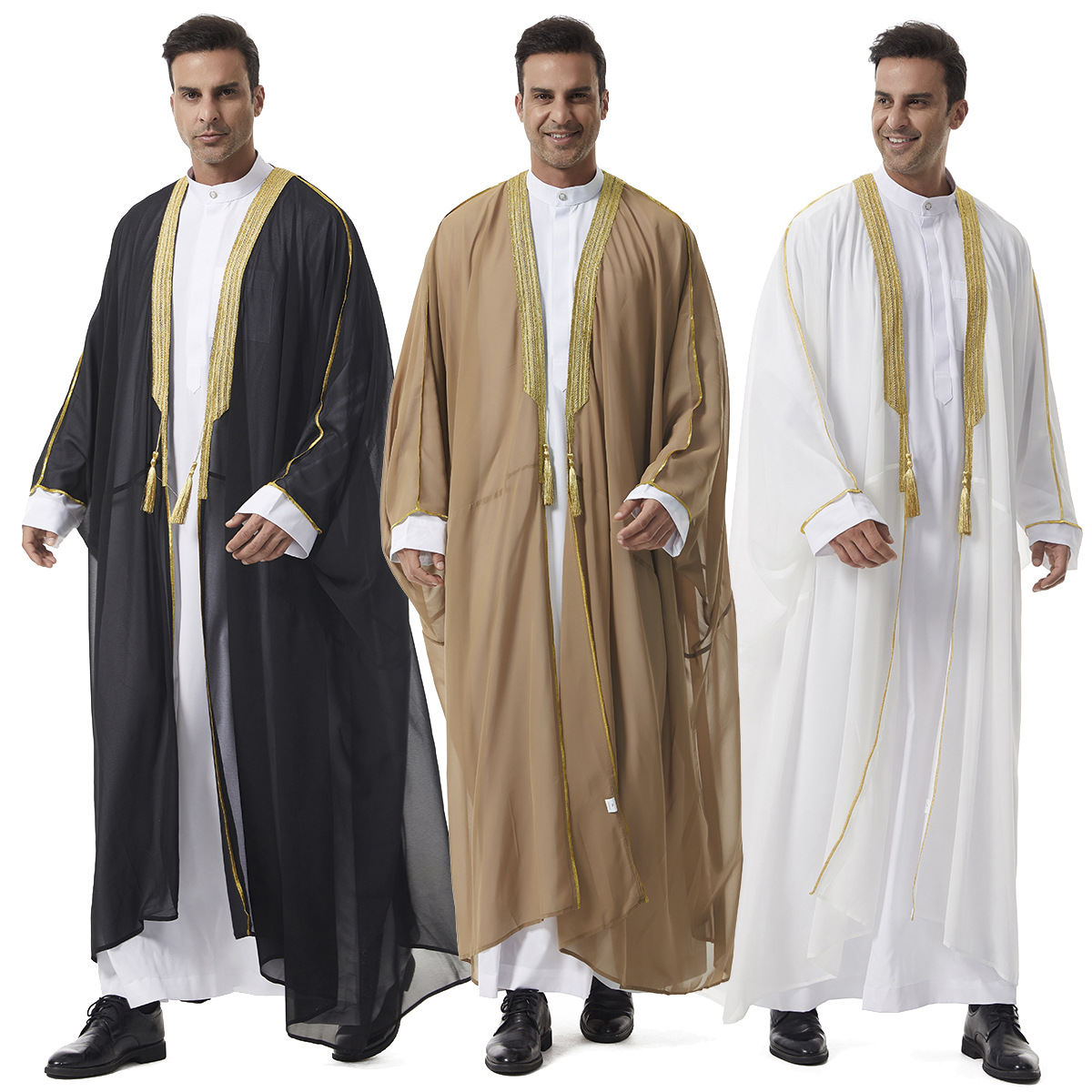두바이 사우디 아바야 오픈 기모노 남성 무슬림 롱 로브 - Dubai Men'S Fashion 리뷰 및 가격