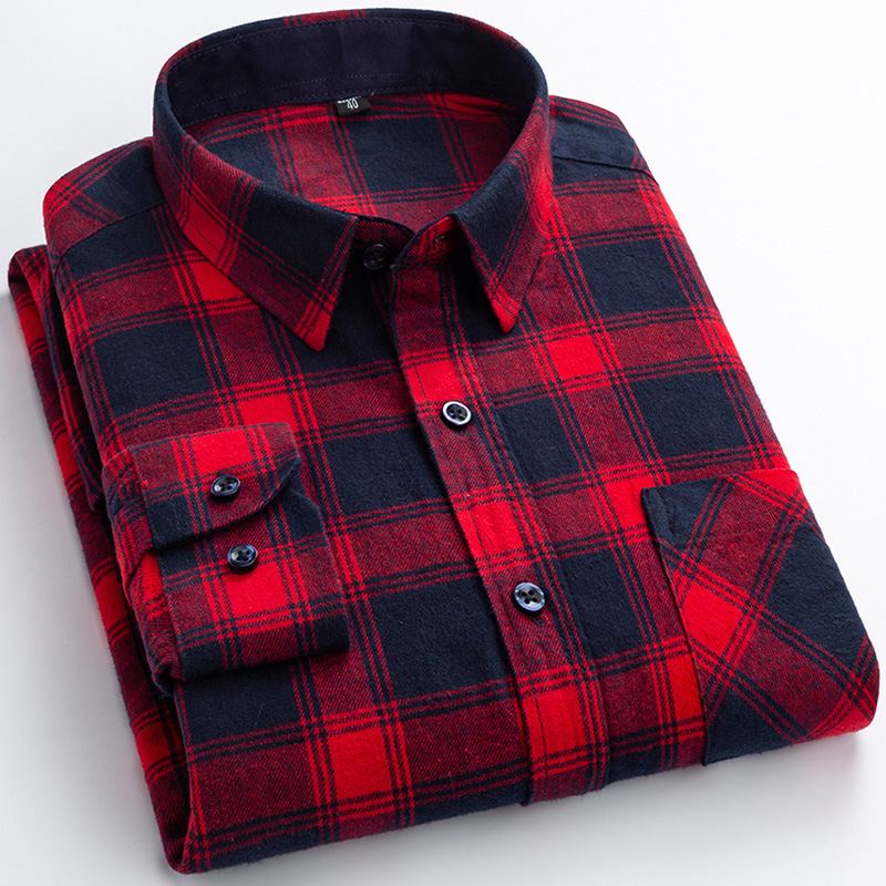 남성용 새로운 플란넬 체크 무늬 셔츠, 봄 코튼 이지  - Dress Shirt Non-Iron 리뷰 및 가격