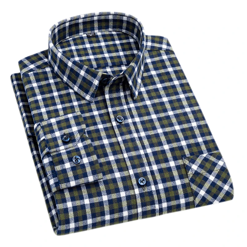남성용 새로운 플란넬 체크 무늬 셔츠, 봄 코튼 이지  - Dress Shirt Non-Iron 리뷰 및 가격