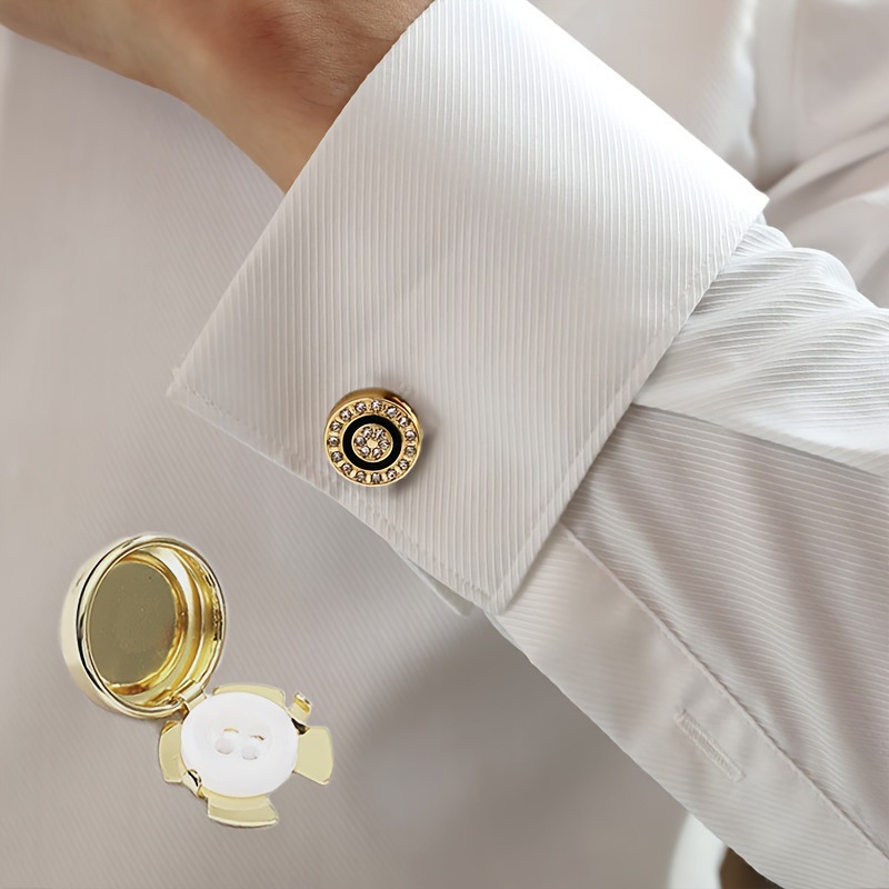 1/2PCS 비프랑스식 셔츠 블랙 라인스톤 커프스 단추 - Dress Shirt Non-Iron 리뷰 및 가격