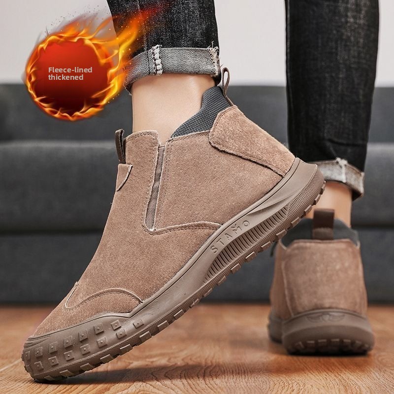 겨울 남성 신발 플러시 따뜻한 코튼 신발 패션 하이 탑 - Suede Loafers Men 리뷰 및 가격