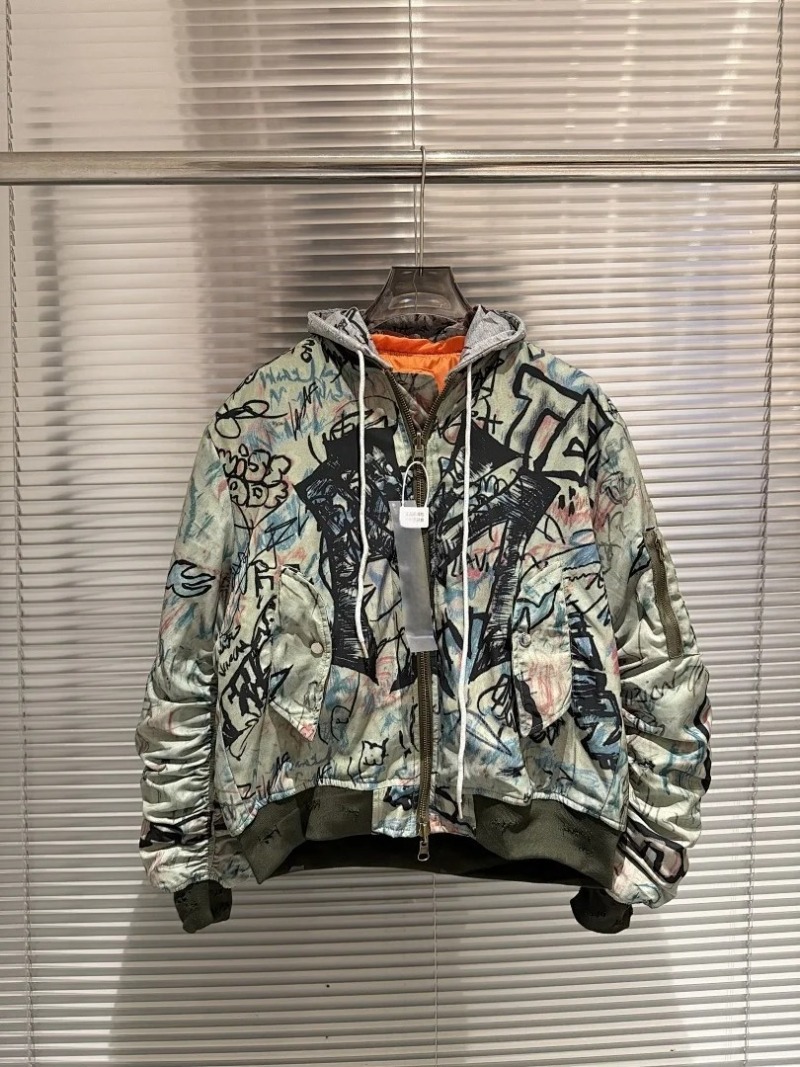 26 SS 런던 언더그라운드 아트 그래피티 워싱드 파일 - Bomber Jacket Men 리뷰 및 가격