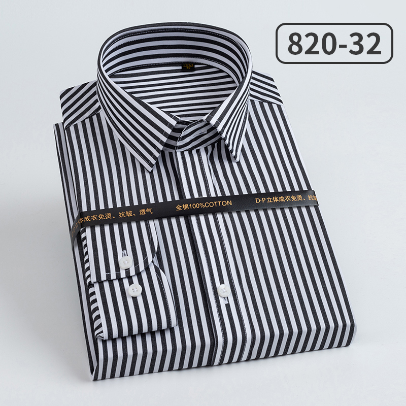 남성용 순면 세로 스트라이프 드레스 셔츠 캐주얼 긴팔  - Dress Shirt Non-Iron 리뷰 및 가격
