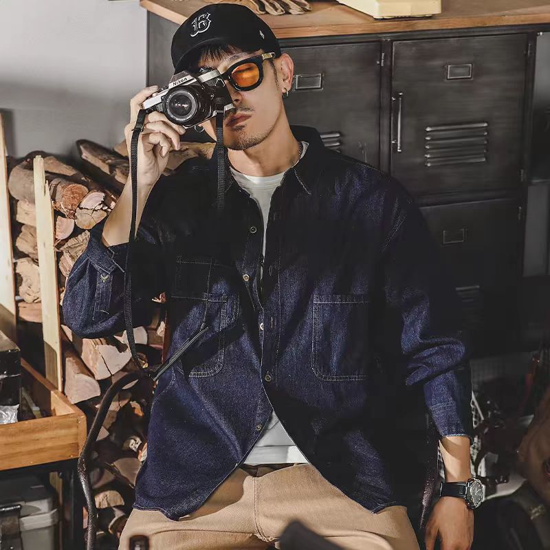 남성용 아메리칸 레트로 데님 재킷 긴 소매 루즈핏 캐주 - Jacket Mens Fashion 리뷰 및 가격