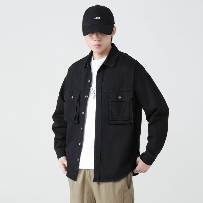 순수 코튼 툴링 셔츠 남성 봄 가을 streetwear - Jacket Mens Fashion 리뷰 및 가격