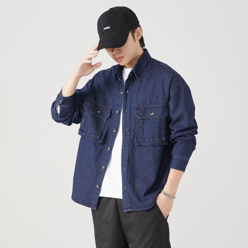 순수 코튼 툴링 셔츠 남성 봄 가을 streetwear - Jacket Mens Fashion 리뷰 및 가격