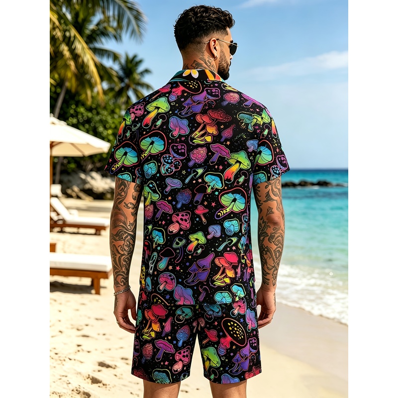 남성 패션 3D 버섯 프린트 수트 편안한 원단의 캐주얼 - Mens Fashion Streetwear 리뷰 및 가격