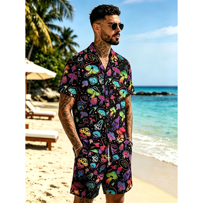 남성 패션 3D 버섯 프린트 수트 편안한 원단의 캐주얼 - Mens Fashion Streetwear 리뷰 및 가격