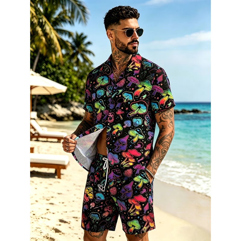 남성 패션 3D 버섯 프린트 수트 편안한 원단의 캐주얼 - Mens Fashion Streetwear 리뷰 및 가격