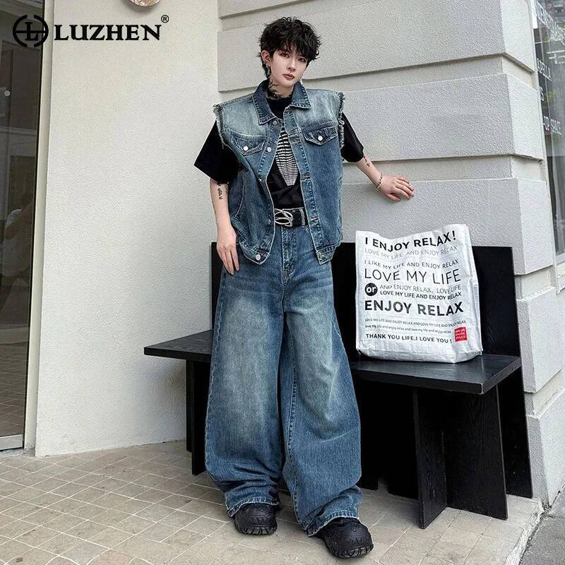LUZHEN 2026 여름 데님 투피스 세트 남성 패션 - Mens Fashion Streetwear 리뷰 및 가격