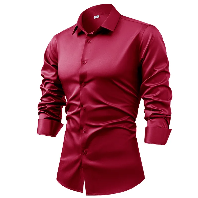 남성용 로얄 블루 실크 새틴 긴팔 원피스 셔츠, 네이비 - Dress Shirt Non-Iron 리뷰 및 가격