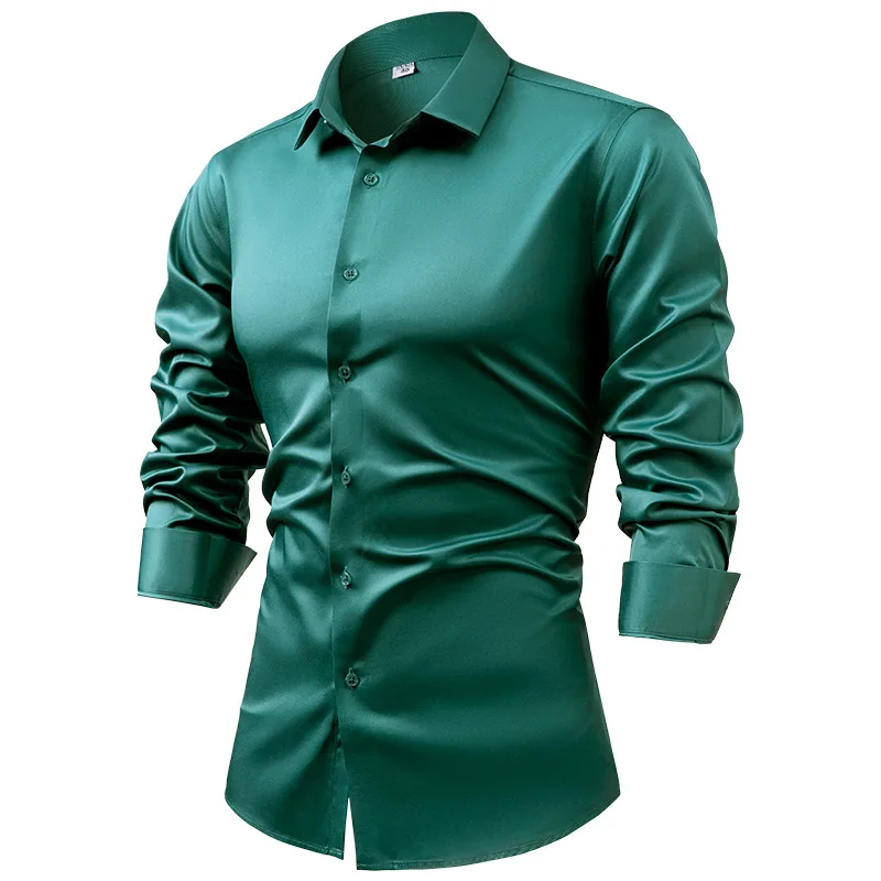 남성용 로얄 블루 실크 새틴 긴팔 원피스 셔츠, 네이비 - Dress Shirt Non-Iron 리뷰 및 가격