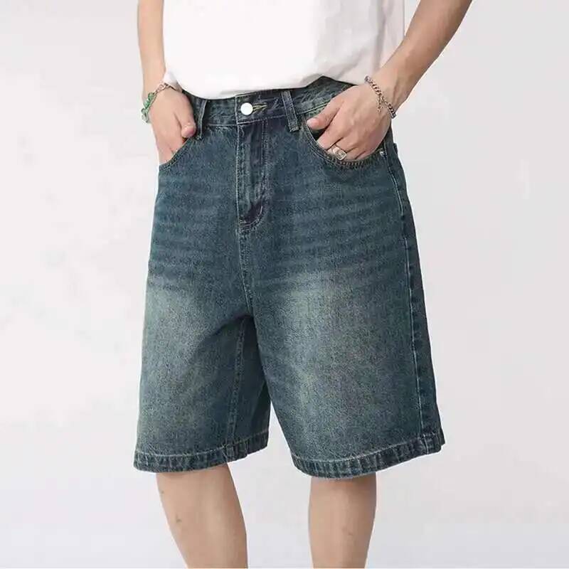 여름 데님 반바지 남성용 루즈핏 한국 스타일 레트로 숏 - Men Fashion Korean Style 리뷰 및 가격