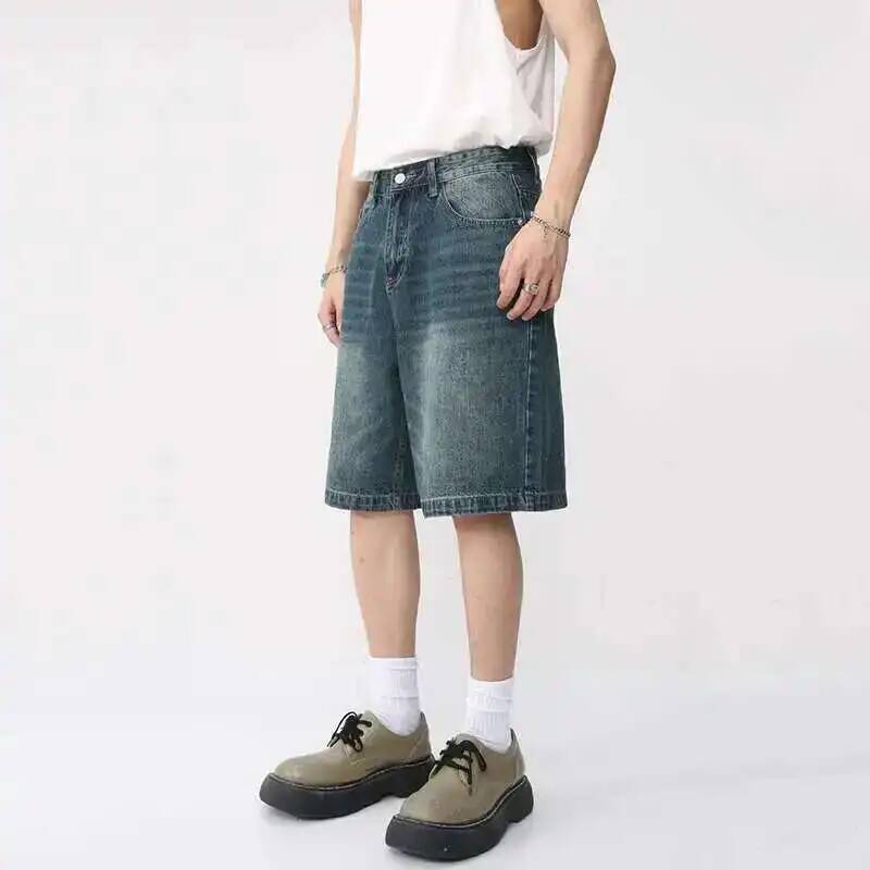 여름 데님 반바지 남성용 루즈핏 한국 스타일 레트로 숏 - Men Fashion Korean Style 리뷰 및 가격