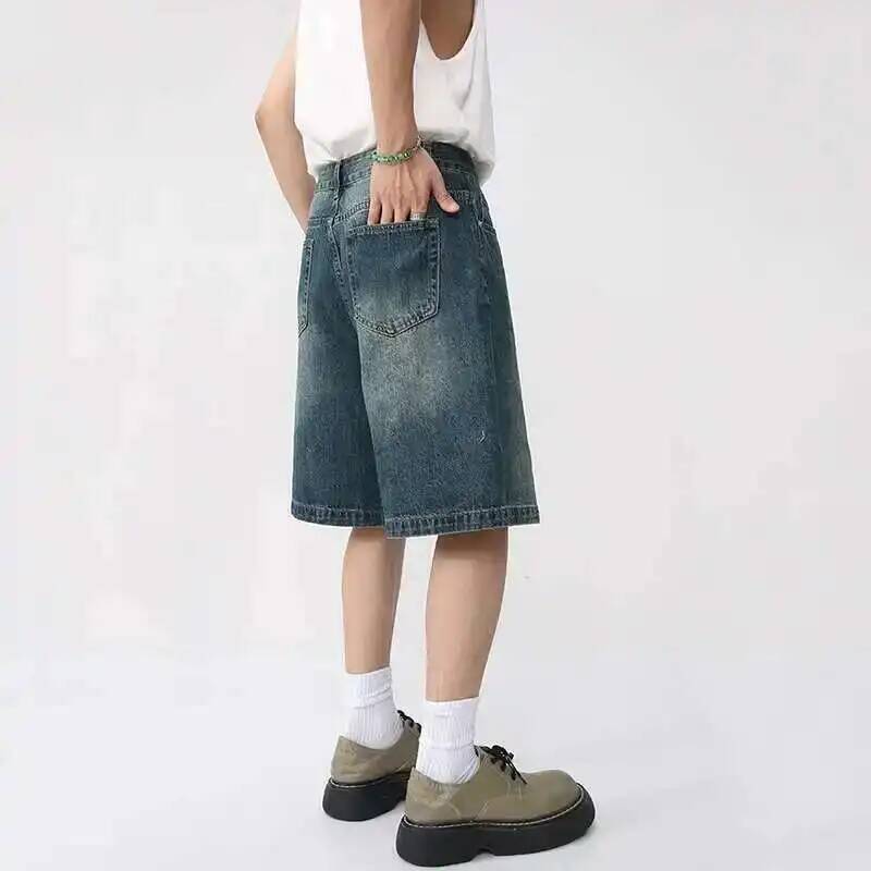 여름 데님 반바지 남성용 루즈핏 한국 스타일 레트로 숏 - Men Fashion Korean Style 리뷰 및 가격
