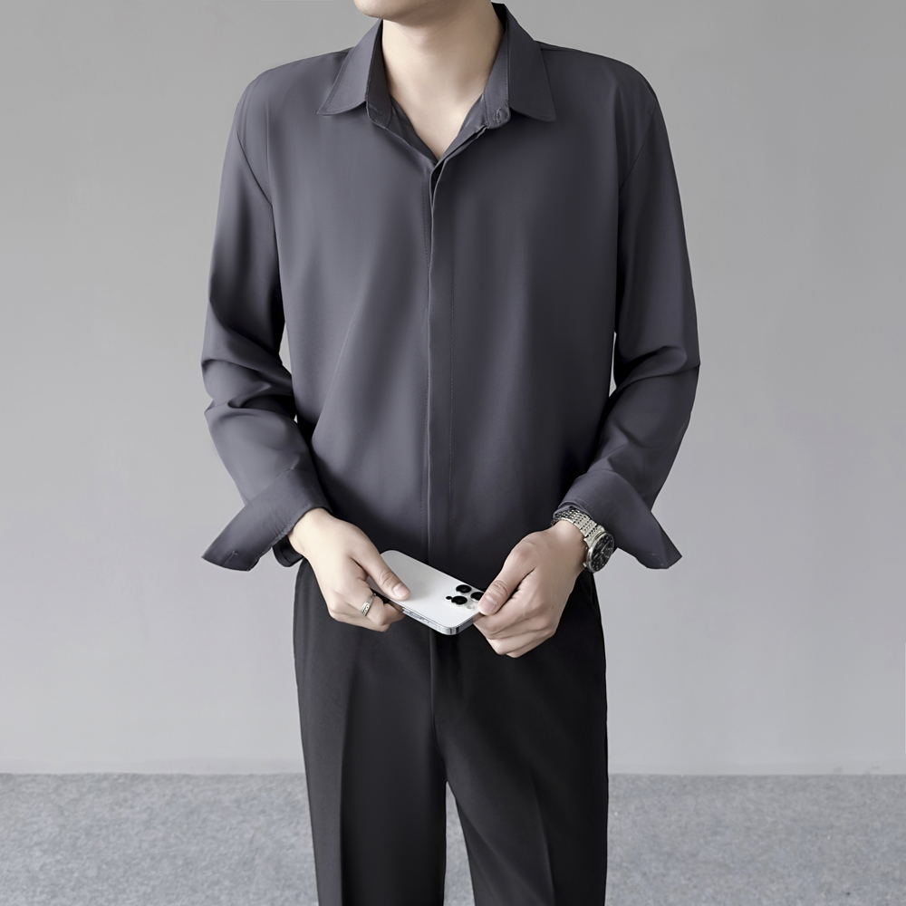 봄 여름 얇은 남성용 시원한 아이스 실크 셔츠 포멀 비 - Dress Shirt Non-Iron 리뷰 및 가격