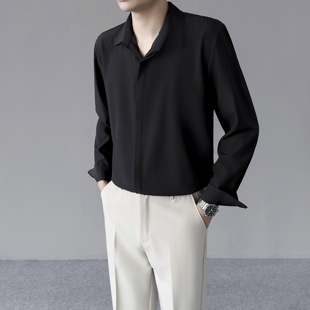 봄 여름 얇은 남성용 시원한 아이스 실크 셔츠 포멀 비 - Dress Shirt Non-Iron 리뷰 및 가격