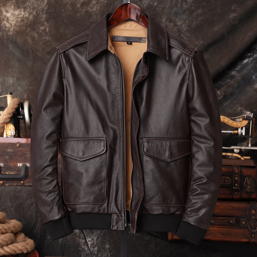폭격기 A2 파일럿 정품 가죽 자켓 남성 따뜻한 100 - Bomber Jacket Men 리뷰 및 가격