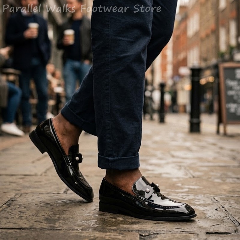 남성용 블랙 에나멜 인조 스웨이드 라인스톤 로퍼 슬립온 - Suede Loafers Men 리뷰 및 가격