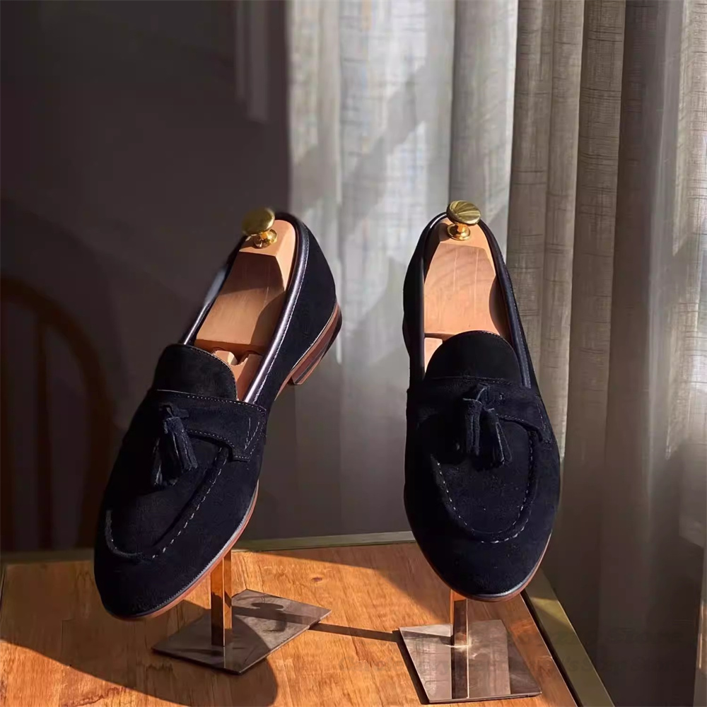 남성용 갈색 가죽 신발 캐주얼 영국 스타일 태슬 장식  - Suede Loafers Men 리뷰 및 가격