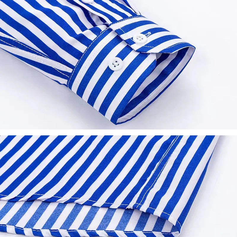 남성용 스트라이프 셔츠 긴 소매 셔츠 블루 캐주얼 비즈 - Dress Shirt Non-Iron 리뷰 및 가격