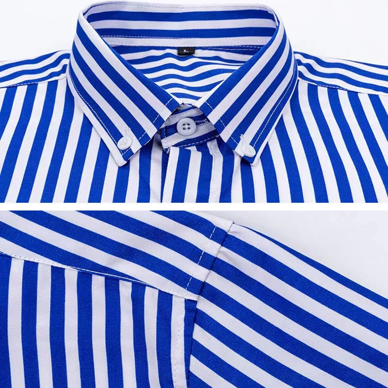 남성용 스트라이프 셔츠 긴 소매 셔츠 블루 캐주얼 비즈 - Dress Shirt Non-Iron 리뷰 및 가격