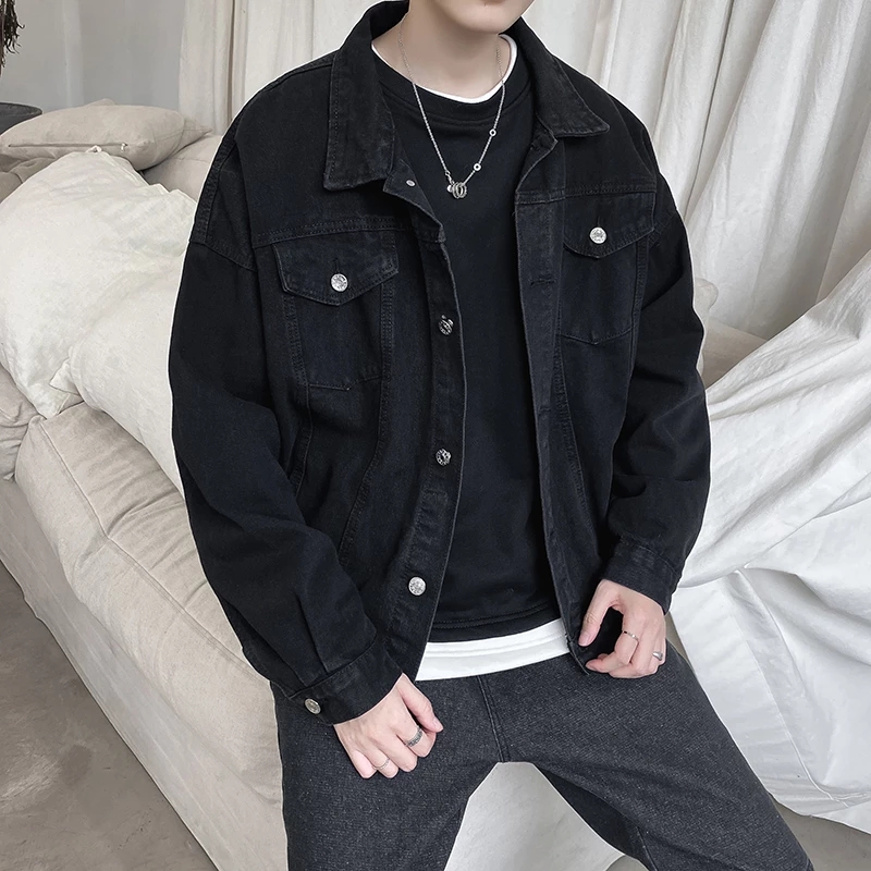 블랙 데님 짧은 재킷 남성용 청바지 재킷 코트, 캐주얼 - Bomber Jacket Men 리뷰 및 가격