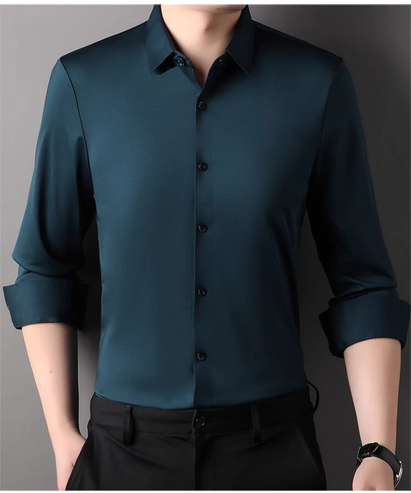 고탄력 남성 드레스 셔츠 캐주얼 단색 무다림질 매끄러운 - Dress Shirt Non-Iron 리뷰 및 가격