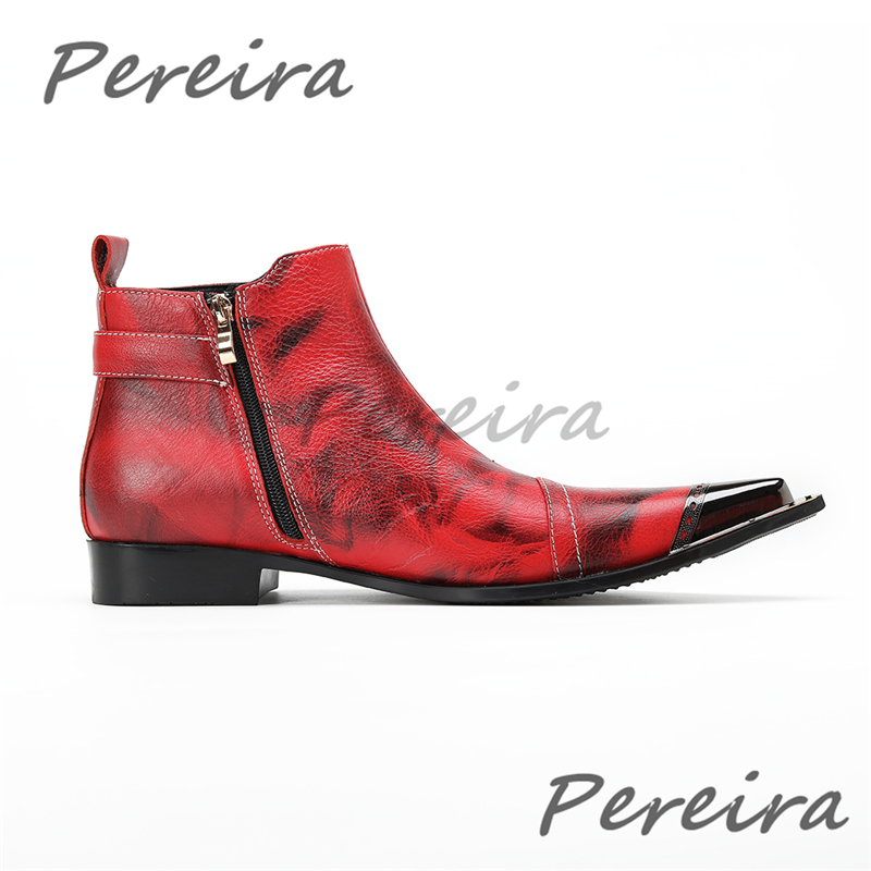 레드 블랙 아이언 포인티드 토 남성 앵클 부츠 패션 벨 - Mens Fashion Dress Shoes 리뷰 및 가격