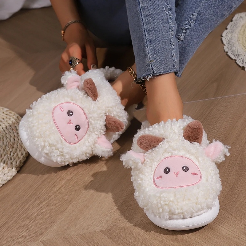 겨울 사랑스러운 작은 양 슬리퍼 여성 남성용 귀여운 양 - Mens Fashion Sandals 리뷰 및 가격