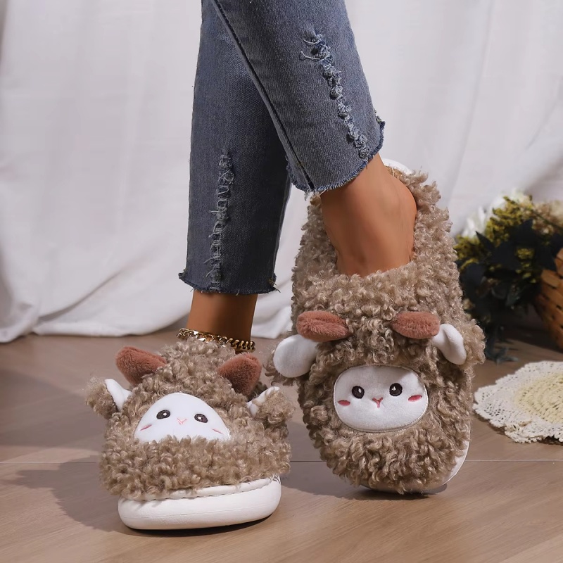 겨울 사랑스러운 작은 양 슬리퍼 여성 남성용 귀여운 양 - Mens Fashion Sandals 리뷰 및 가격
